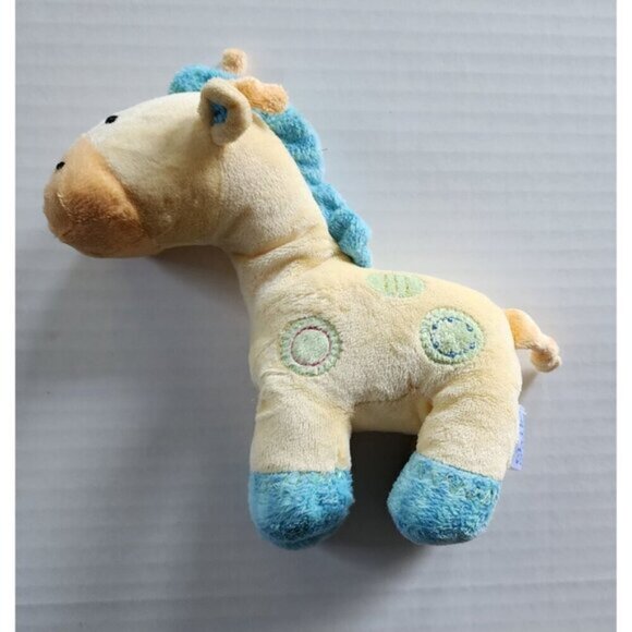 Carter's Child of Mine yellow Giraffe plush toy rattle blue green spots - Picture 2 of 5